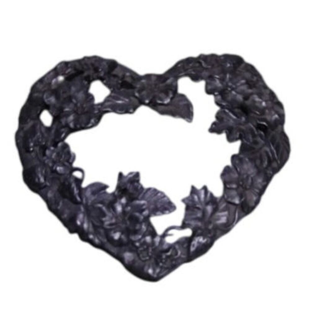 Vintage Rawcliffe Pewter Heart Potpourri Lid Floral Butterfly Cottagecore 1995